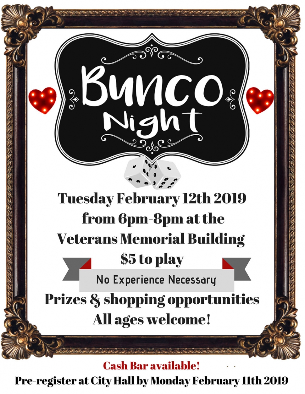 Bunco Game Night, February 12th The Fillmore Gazette