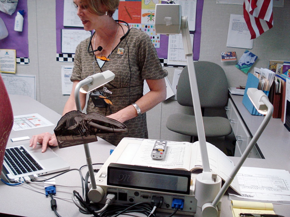 Every classroom at Fenton Charter School is equipped with a modern teacher workstation, where the teacher can present information on the LCD projector, control all the students' computers, and speak through a sound amplification system, so that all students can clearly hear, as well as see, every lesson.