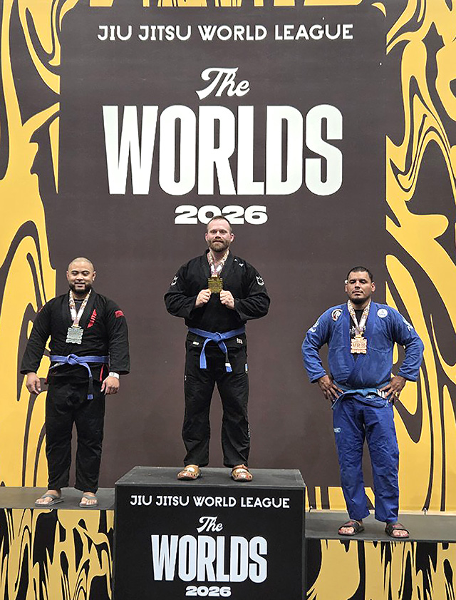 Multiple athletes from Perce’s Kenpo Karate in Fillmore competed and placed at the “Worlds 2026 Tournament” held at the Long Beach Sports Arena. Pictured above is Jose Ramirez who placed 3rd in the Men’s Ultra Heavyweight Bracket to a third-place finish. Photos by David Gonzalez & Diana Camacho.