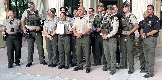 On Tuesday evening, May 12, Fillmore City Council presented a proclamation honoring May 15, 2026, as Police Officer Memorial Day. Pictured with the proclamation are Fillmore Patrol Services, Fillmore Citizen Patrol, and Fillmore Explorers. Photo credit Angel Esquivel.