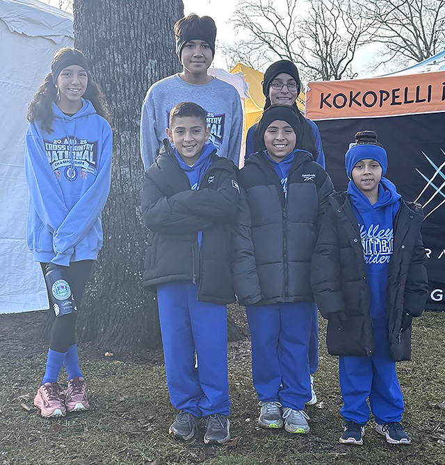 On Saturday, December 6, 2025, multiple local youth from the Fillmore Condors Youth Cross Country Club competed at the AAU National Cross Country Championships in Knoxville, Tennessee. Pictured are some of the athletes who competed: back row (l-r); Christine Beltran, Yanir Acevado, and Luna Ochoa. Front row (l-r) are Nate Magana, Zach Magana, and McKayla Magana. Photo credit Head Coach Kenny Leighton.
