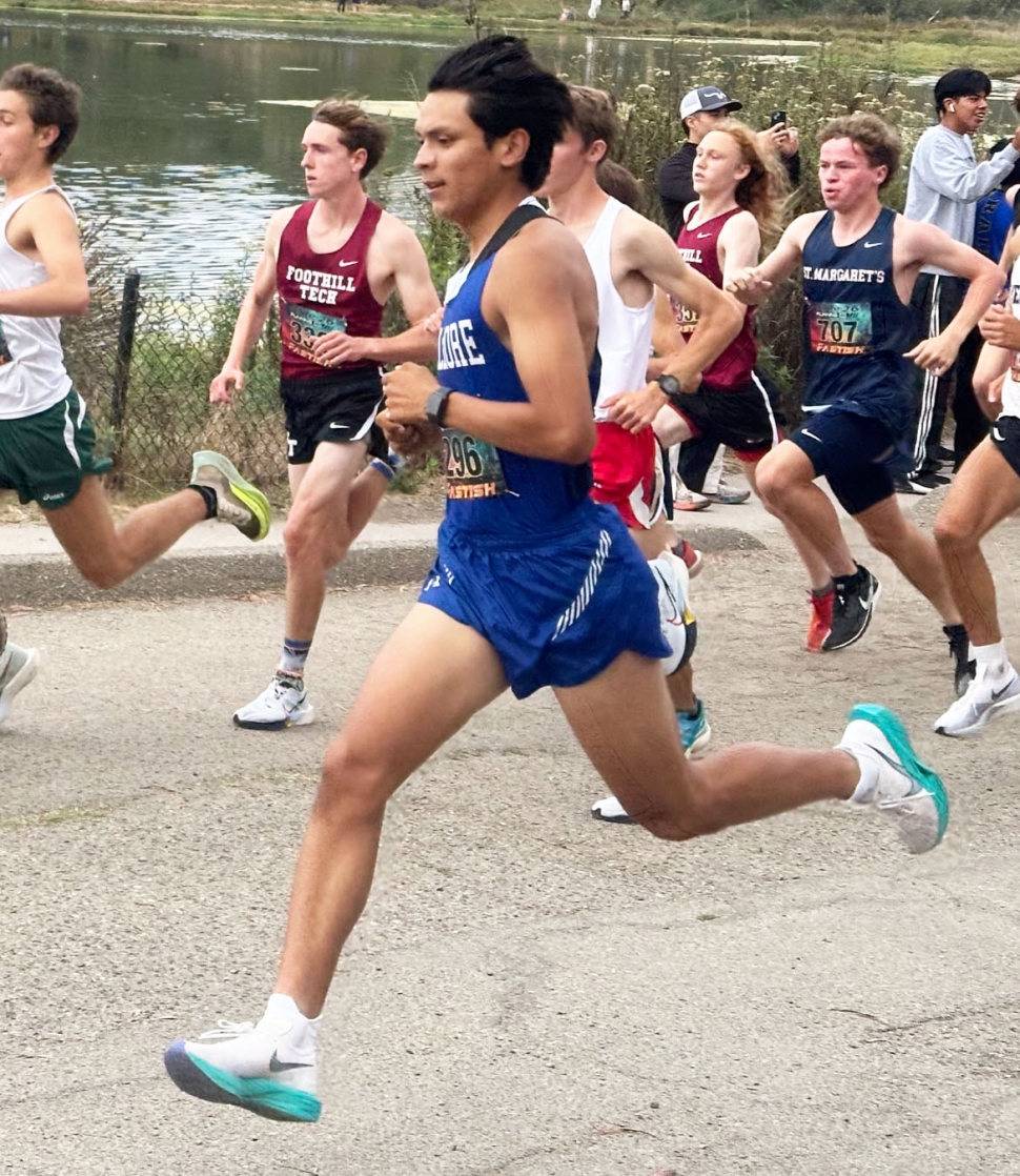 Above is FHS Senior Omar Heredia in the Boys Championship 5K race at the Gaucho Invitational on August 31, 2024, Omar finished 40th with a time of 17:20. Photo credit Coach Anthony Chavez. 