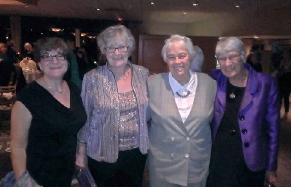 (l-r) Sandra Butts (representing FWSC) with shining Fillmore Community Gems: Donna Voelker, Lynn Edmonds, and Sarah Hansen.