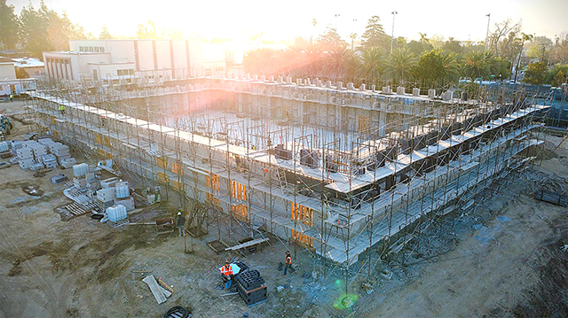Above is a view of the main stadium and site looking towards the old gym.