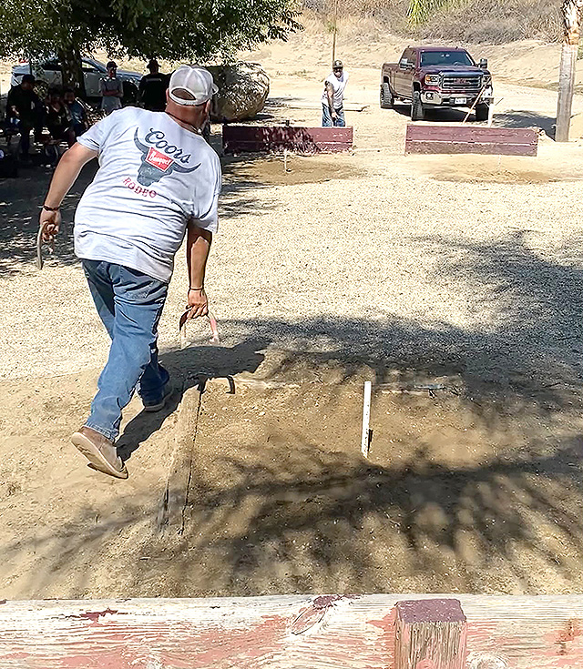 Interested in having good fun with family and friends? Interested in giving back to the community? Contact us and see if the Fillmore/Piru horseshoe Club is for you. Above, Timmy Alamillo competes in the Fillmore/Piru Horseshoe Tournament.