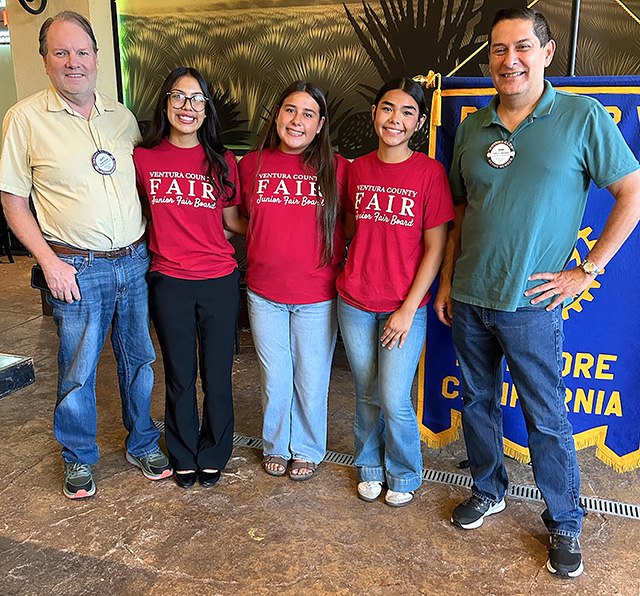 Pictured is Rotarian Scott Beylik, Fillmore Junior Fair Board members Mia Urbano, Myla Puebla and Marissa Calderon, and Rotary President John Garnica. Photo credit Martha Richardson.