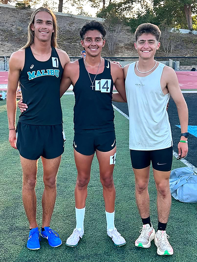 On Tuesday, July 28, three Fillmore residents competed in the Summer Series Track Meet at Moorpark College. Pictured (l-r) are Ranger Murphree, Angel Garcia, and Trent Williams. Ranger is a student at Cal Berkeley, and Angel and Trent are students at Moorpark College.