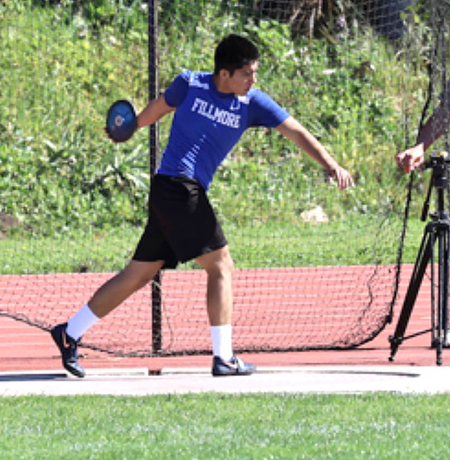 On Thursday, April 30, FHS track athletes took to the field in Carpinteria to compete in the Citrus Coast League Finals. Pictured above is Flashes Senior Isaac Rivera in the Varsity Boys discus competition; he beat all competitors with a throw of 126’-10” and placed 1st in the Varsity Boys shot put.