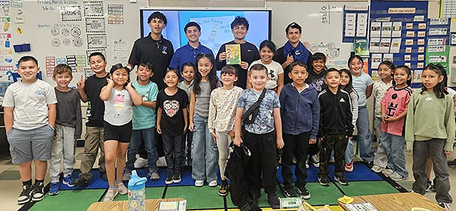 Last week Fillmore Unified celebrated Read Across America an annual nationwide reading celebration to promote literacy and encourage children to develop a lifelong love of reading. Students from all FUSD schools had special guest readers come out and read to them. Above are some Fillmore High School students after reading with Mountain Vista Elementary.