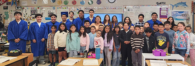 Fillmore High School graduates made a special visit to thank their old elementary school teachers at Mountain Vista and Piru. Students walked the halls of their past schools, interacted with students, and visited their former teachers. 