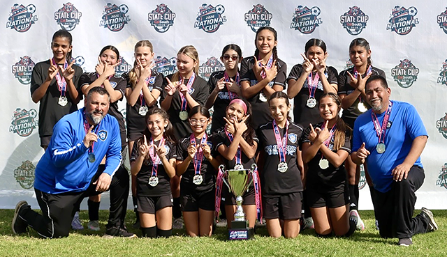 On February 14-15 and 21, 2026, Fillmore’s California Untied FC 2013 Girls Soccer team traveled to San Bernardino to compete in the Cal South National Cup and were named Champions. Pictured top row: Miley Morales, Siani Lomeli, Hanna Sisson, Layla Boyett, Aaliyah Cervantez, Bella Mendez, Sadie Manriquez, and Kenya Hernandez. Bottom row: Head Coach Jose Luis Lomeli, Aixa Lomeli, Marianna Areola, Itzel Arana, Christine Beltran, Alessandra Padilla and Assistant Coach Tony Mendez. Not pictured: Sarai Prado and Toni Cervantez.