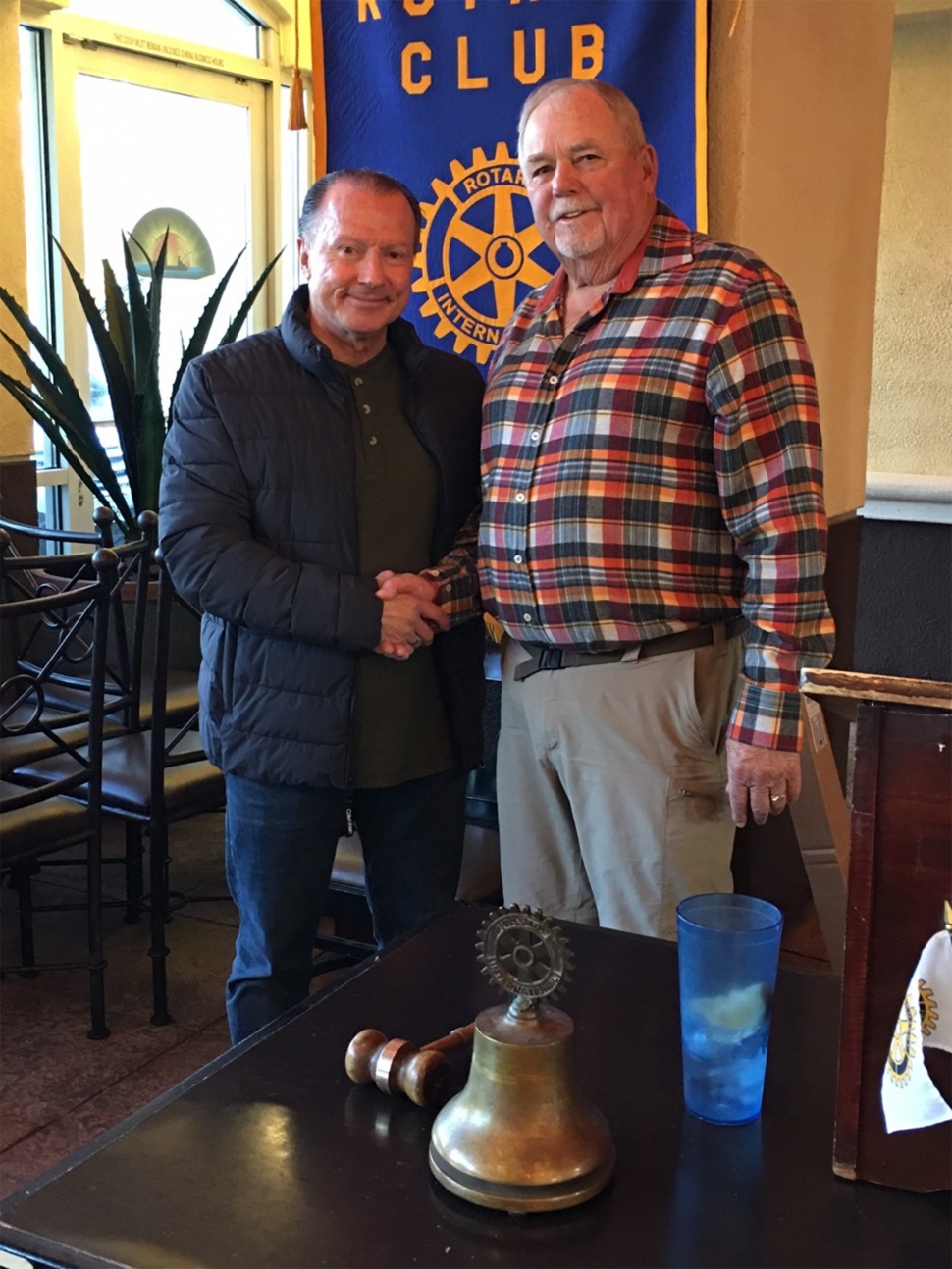 (left) Film Producer Danny Haro and Rotary President Dave Andersen. Photo Courtesy Rotarian Martha Richardson.