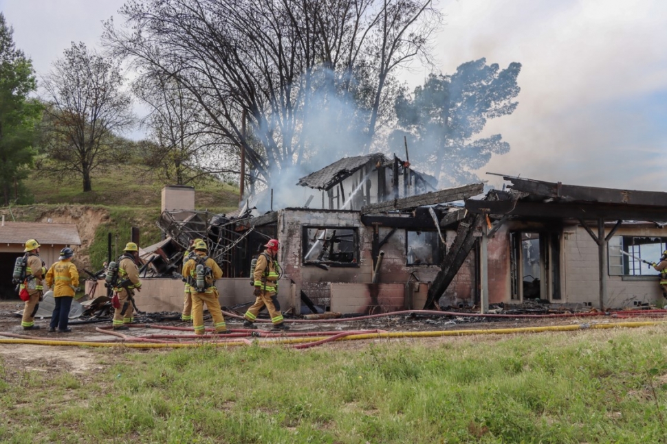 On Friday, February 23, at 1:08 p.m., Ventura County Fire Department, Fillmore City Fire and surrounding agencies responded to a structure fire in the 3900 block of Guiberson Road. Arriving firefighters located the same residence from last week fully engulfed in flames. Firefighters were able to knock down the fire; cause of the fire is under investigation. Photo credit Angel Esquivel-Firephoto_91.