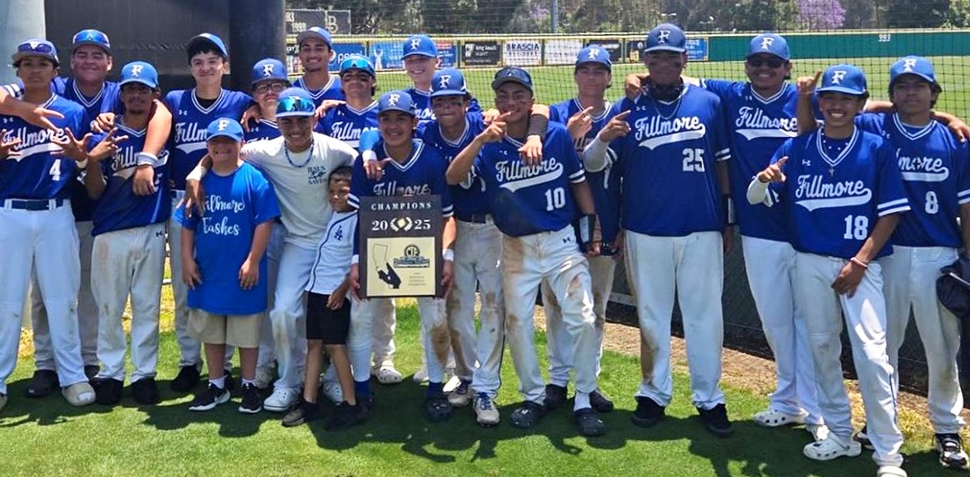 On Saturday, May 31th, 2025, Fillmore Flashes Boys Varsity Baseball team won a come-from-behind 7-6 victory in extra innings over the Pioneer High Titans at Blair Field in Long Beach, California. In the bottom of the 8th inning, a successful bunt from Adrian Magana allowed Thomas Alamillo to score the winning run to bring home Flashes Baseball’s 6th CIF Championship! Courtesy https://www.blog.fillmoreusd.org/fillmore-unified-school-district-blog/2025/5/31/flashes-baseball-win-2025-cif-championship-extra-innings-game-7-6-celebration-today-may-31-2025-at-central-station-at-3pm.