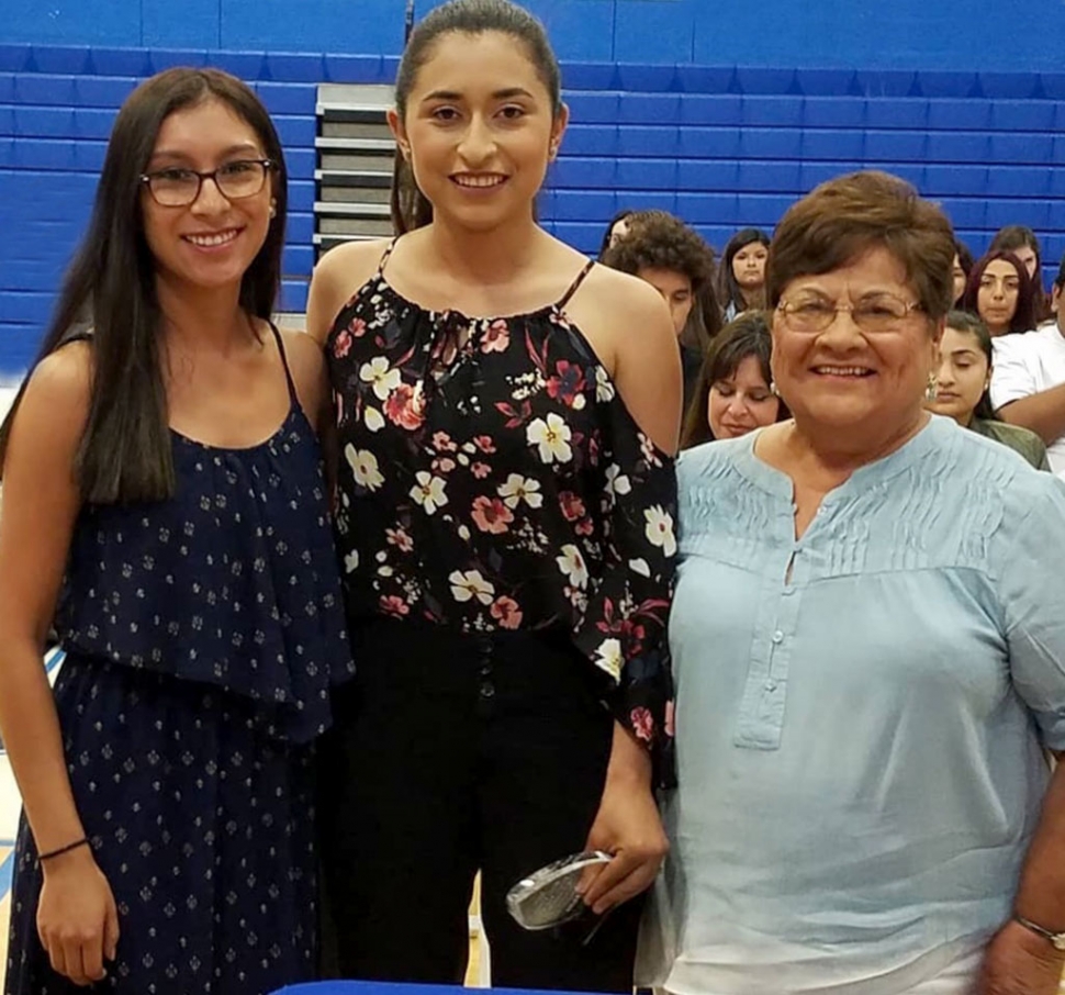 Fillmore High School graduating senior, Maria Mejia (center), is the recipient of this year’s Rosie Torres Scholarship for Future Teachers. Irma Torres (left) and Rosie Torres (right) recently presented the award at an on-campus ceremony. Mejia is the fifth recipient of this annual award. Photo courtesy Michael Torres.