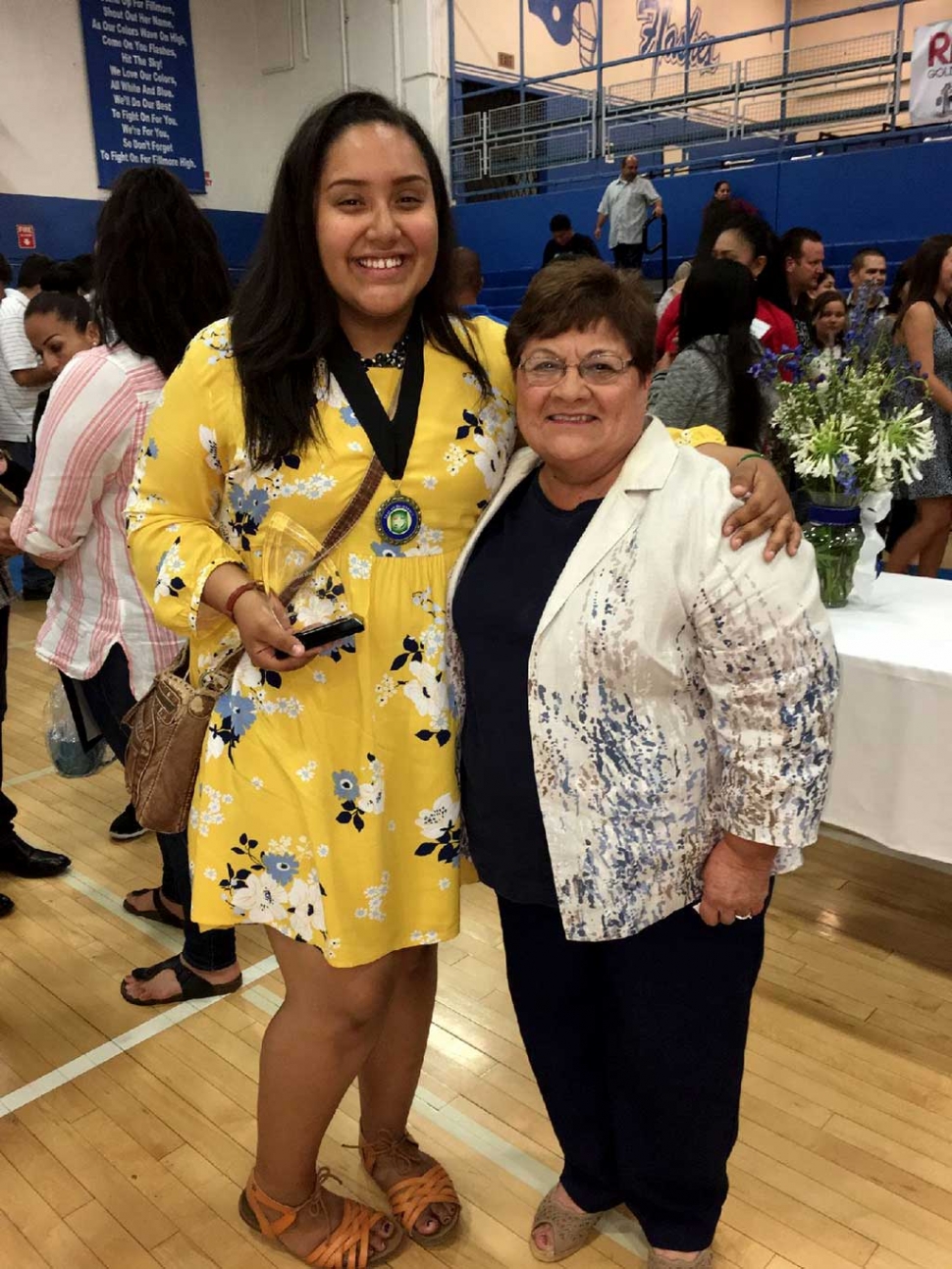 Fillmore High School graduating senior, Alejandra Rodriguez is the recipient of the 2017 Rosie Torres Scholarship For Future Teachers. Torres, a retired Fillmore teacher and long-time school volunteer, recently presented the award at an on-campus ceremony.