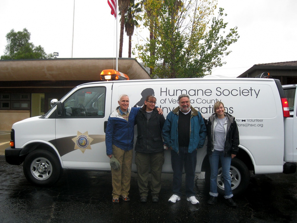 Posing in front of the Humane Society of Ventura County’s new investigations van are, from left: Bill Brothers, who converted the van; Humane officer Alina Hoffmann; Jeff Hoffman, director of Investigations for HSVC and Tracy Vail, preliminary investigator for HSVC.