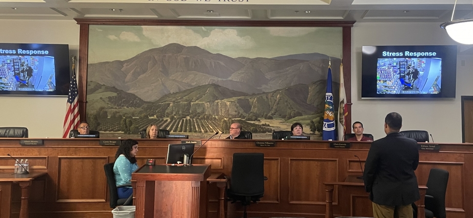 On Tuesday, October 3rd, at 6 p.m., a special meeting was held at Fillmore City Hall for a City Council Workshop: Active Shooter Training. Sgt. Deputy John Lemar, Fillmore Police Department, gave the presentation on what the procedure should be during an active shooter situation. Photo credit Angel Esquivel-AE News.  