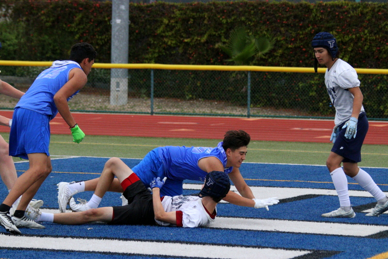 On Thursday, June 1st, the Fillmore Flashes Football team hosted a 7 on 7 with Santa Paula, Moorpark, and Trinity Christian High Schools at Flashes Stadium. Pictured are photos of the Flashes in action as they kick-off spring football. Pictured right is the Flashes vs. Trinity Christian High School game. Photos courtesy Crystal Gurrola.