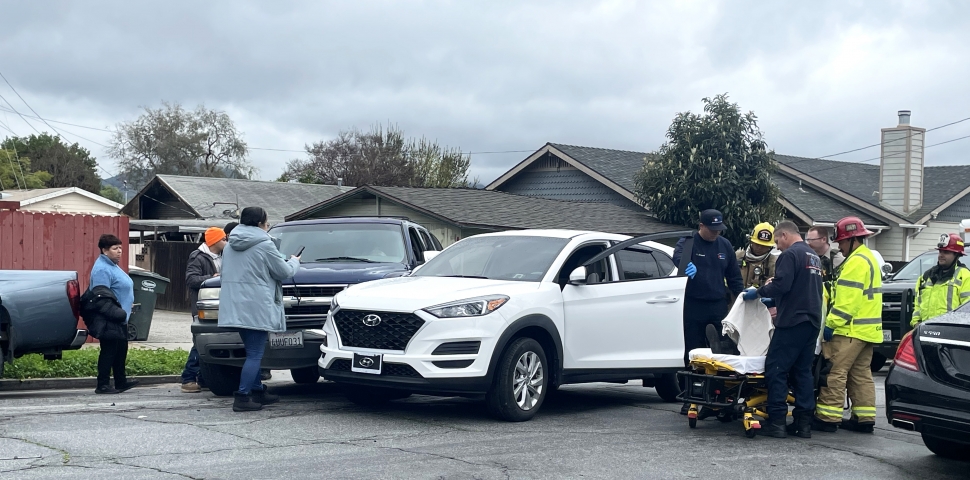 Fillmore Police investigate an injury traffic collision that occurred at First Street and 
Mountain View Street, Tuesday, February 20, at 10:20am. Photo credit Angel Esquivel-Firephoto_91.

