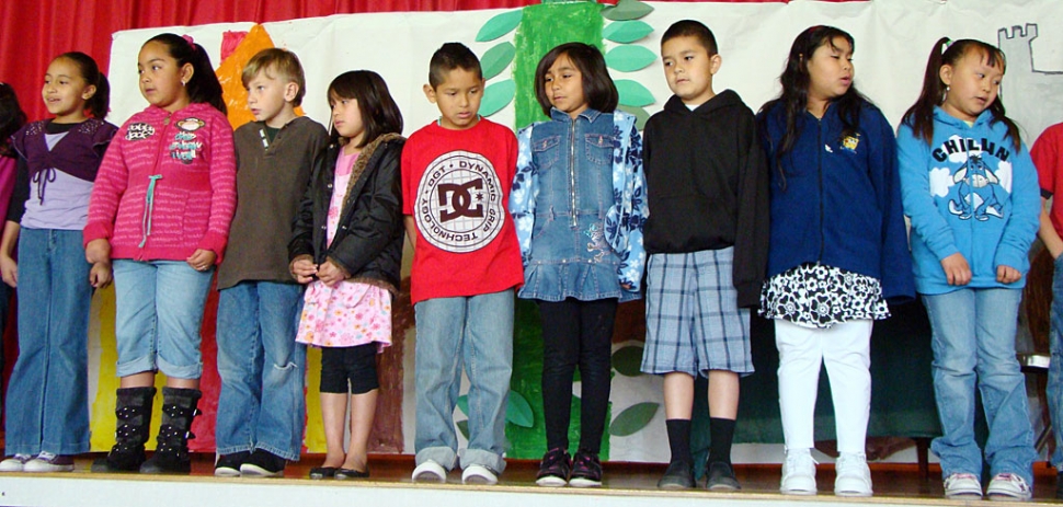 The cast is shown above. The giant is played by Mr. Steve Meich, a teacher at San Cayetano.