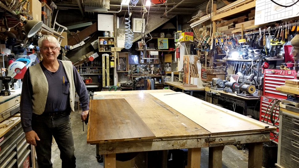 Pictured above is Master Carpenter and Furniture Maker John Galbraith inside his workshop at The Citrus Packing House in Fillmore.