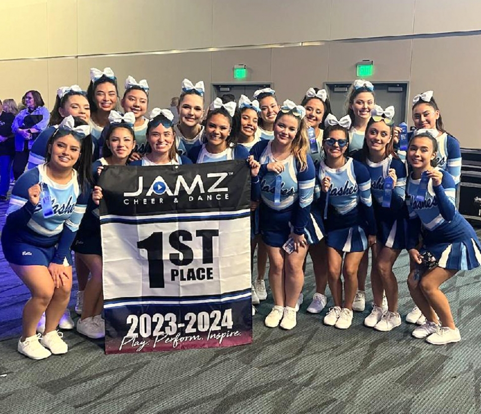 The Fillmore Unified School District would like to recognize the Lady Lightning cheer team! After a 10 year hiatus, Fillmore High School has a competitive cheer team. Lady Lightning competed at the Jamz Holiday Showcase in Anaheim on Saturday, December 9th, against five other teams and brought home 1st Place!  Lady Lightning qualified for Jamz School Cheer Nationals which will be held in Las Vegas, January 26-27. Lady Lightning is under the direction of Head Coach Caitlin McCall, Assistant Coach Tammy Ferguson and Volunteer Coach Ellyse Lucas. Go Flashes! Courtesy https://www.blog.fillmoreusd.org/fillmore-unified-school-district-blog/2023/12/14/lady-lightning-wins-1st-place-at-jamz-holiday-showcase.