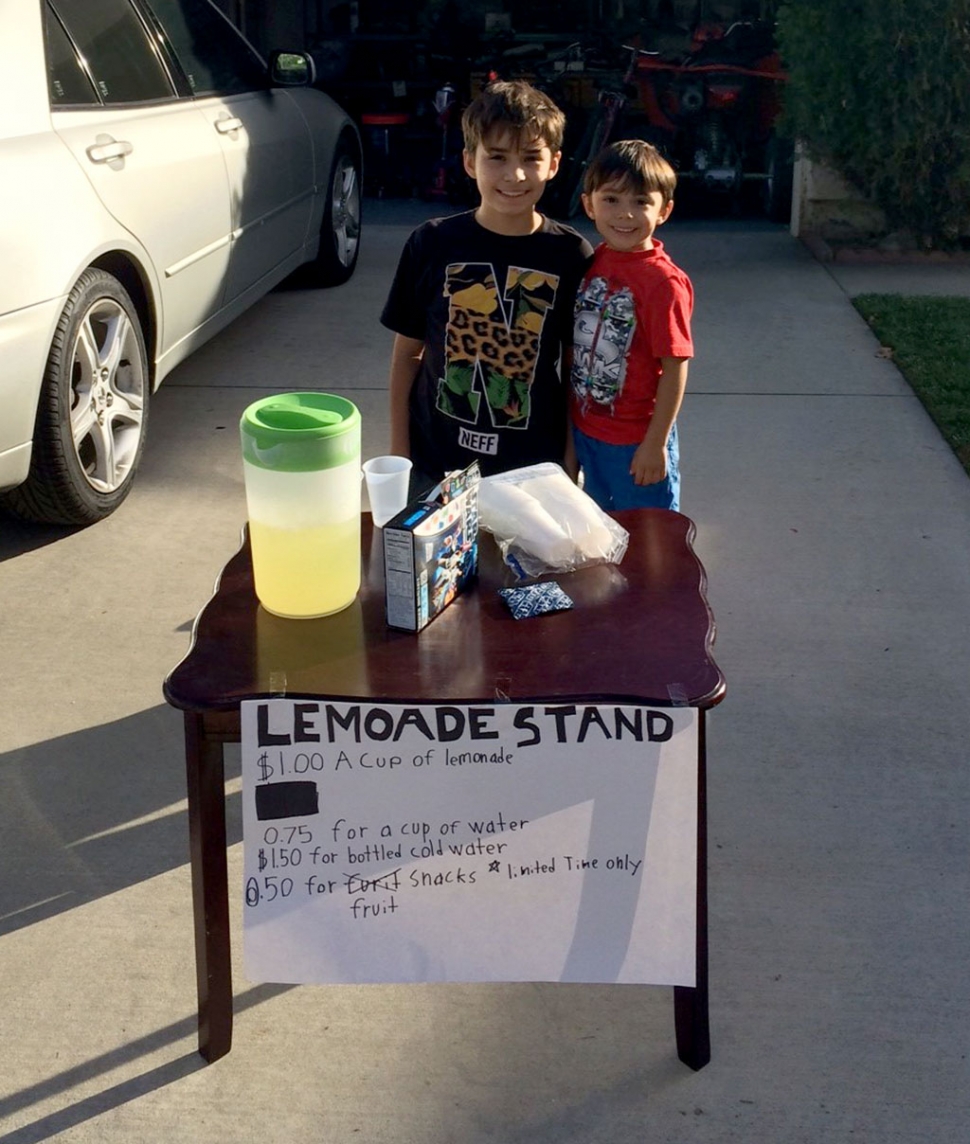 Lemoade by any other name is still lemonade. Brothers Tyler 4, and Issac 12, took advantage of the last of the warm weather to make a little profit Saturday.