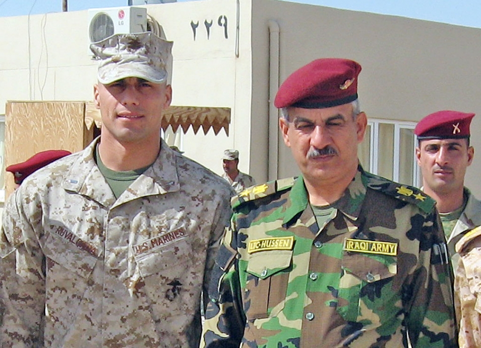 Marcos A. Ruvalcaba with an officer from Iraq.