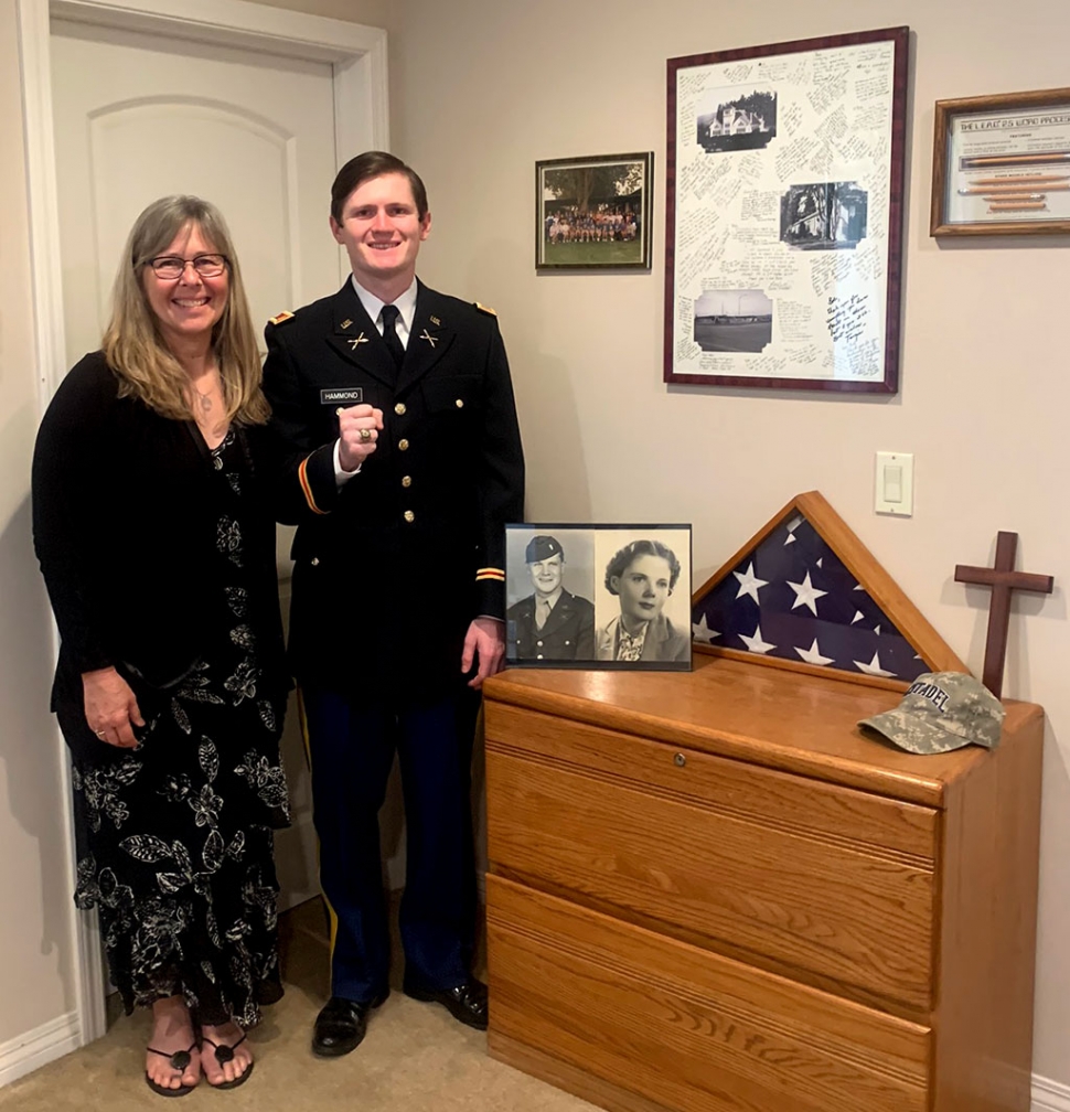 Matthew Hammond with his proud mother Lisa Hammond of Fillmore, celebrating his virtual online graduation from The Citadel, S. Carolina.