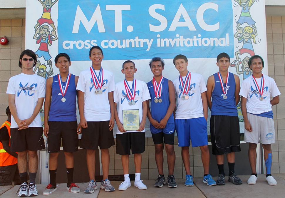 Sophomore Boys (Division IV) (l-r) Billy Volmert, Isai Bolanos, Francisco Erazo, Jorge Hurtado, Jaime Vargas, Gerardo Rodriguez, Ivan Hurtado and Demitriouz Lozano.