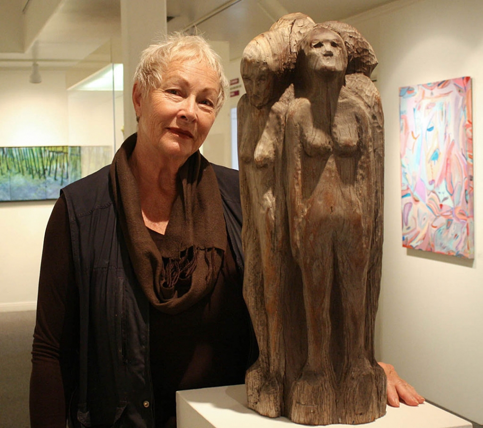 Oatley Kidder with her award winning sculpture, 