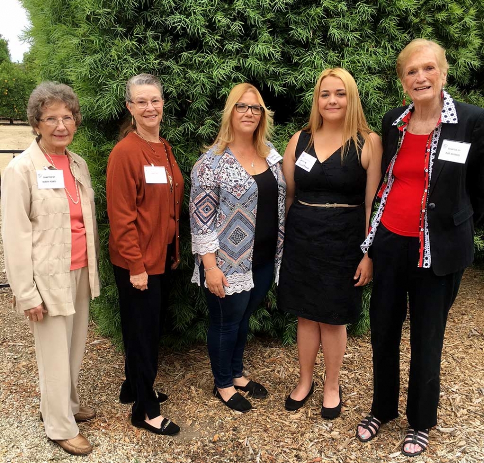 The Fillmore PEO Chapter presented Connie Quintana with the PEO (Philanthropic Education Organization) Education Award. Pictured l-r Mary Ford, Jan Lee, Danielle Quintana Mother, Connie Quintana, and Pat Morris. Photo Courtesy Martha Richardson.