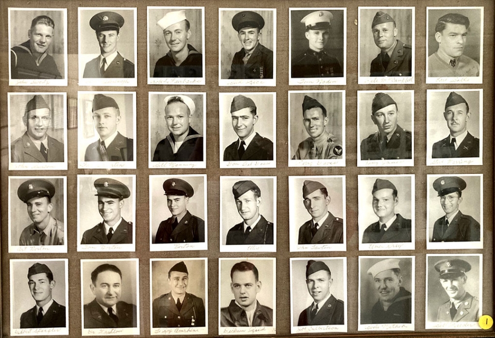 Painter James collected over 1200 photos of Fillmore World War II servicemen. Pictured above is one of the framed Fillmore World War II servicemen displays. Photos Courtesy Fillmore Historical Museum.