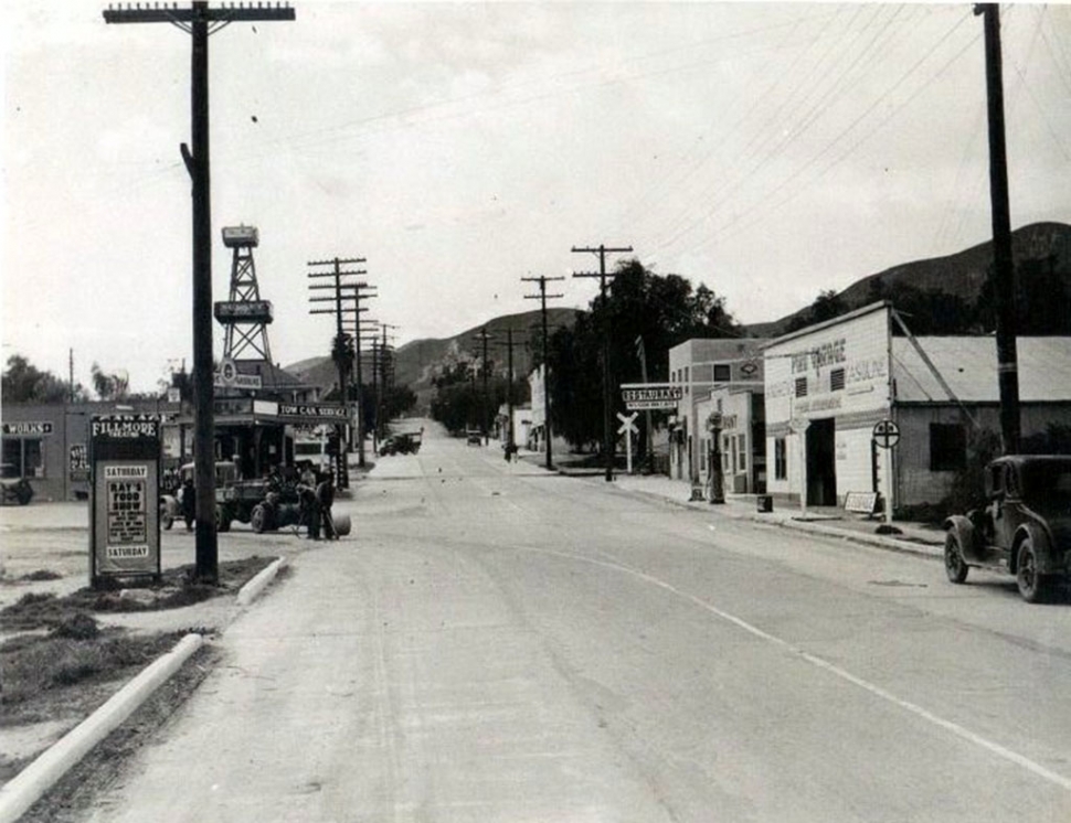 Piru in 1929 with the Mission Inn on Center Street at the intersection of Telegraph Road next to the Piru Garage on the north side of the street. Photos Courtesy Fillmore Historical Museum.