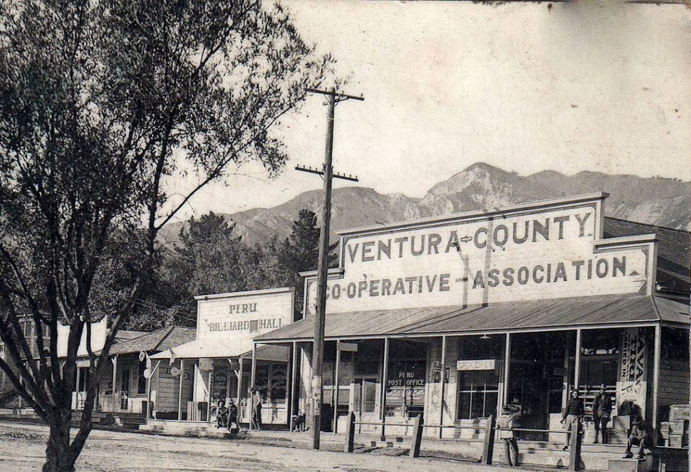 Piru in 1906. The Ventura County Cooperative which would become United Mercantile, Piru Billiards, and the Piru Post Office. 
