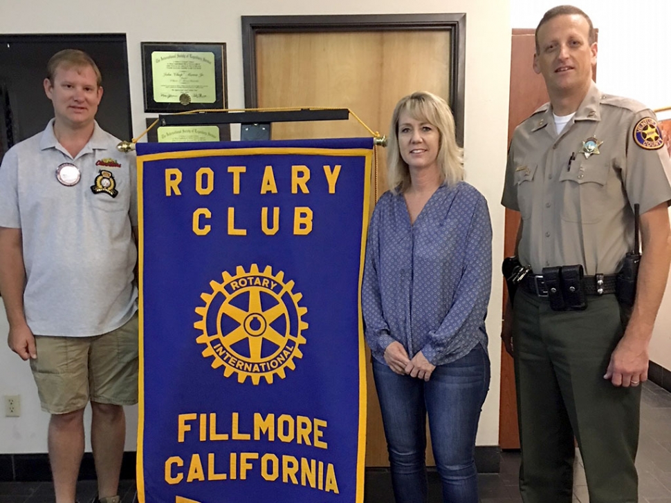 Pictured is President Andy Klittich with Rotary’s two new inductees, Lisa Cook and Fillmore Chief Eric Tennessen. Photo Courtesy Martha Richardson.