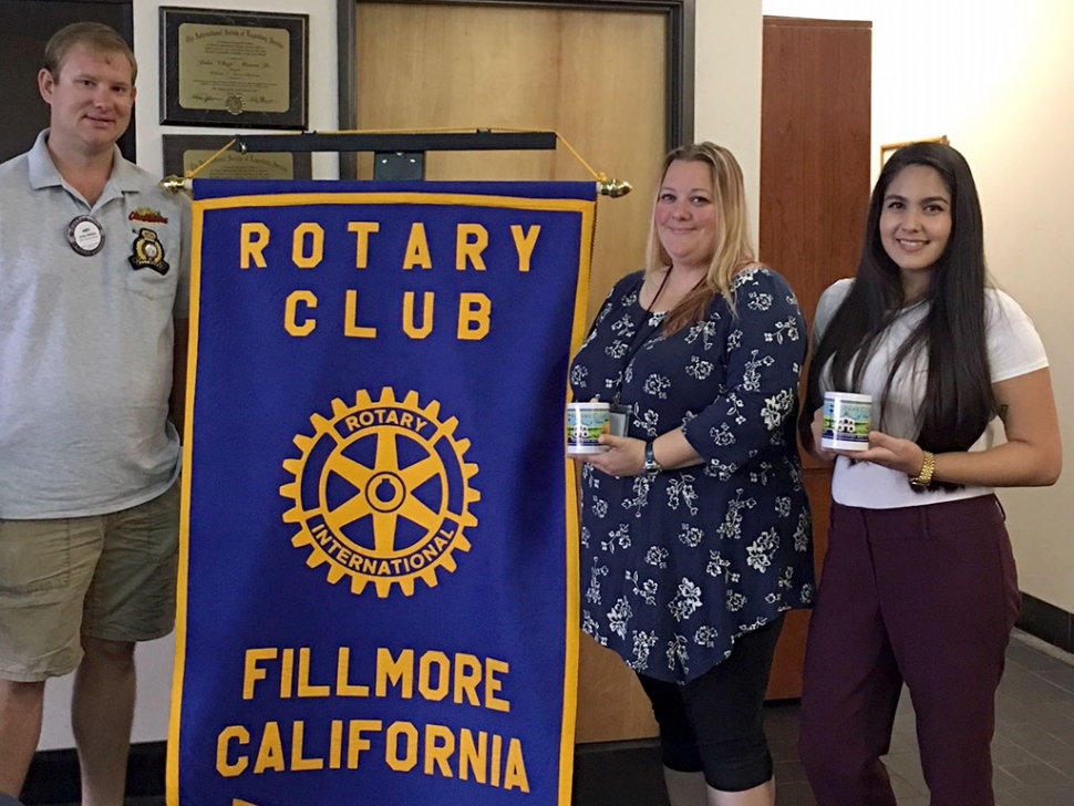 Pictured is President Andy Klittich with Fillmore's new Parks and Recreation Coordinators Krista Martinez and Sandra Edwards. Photo Courtesy Martha Richardson.