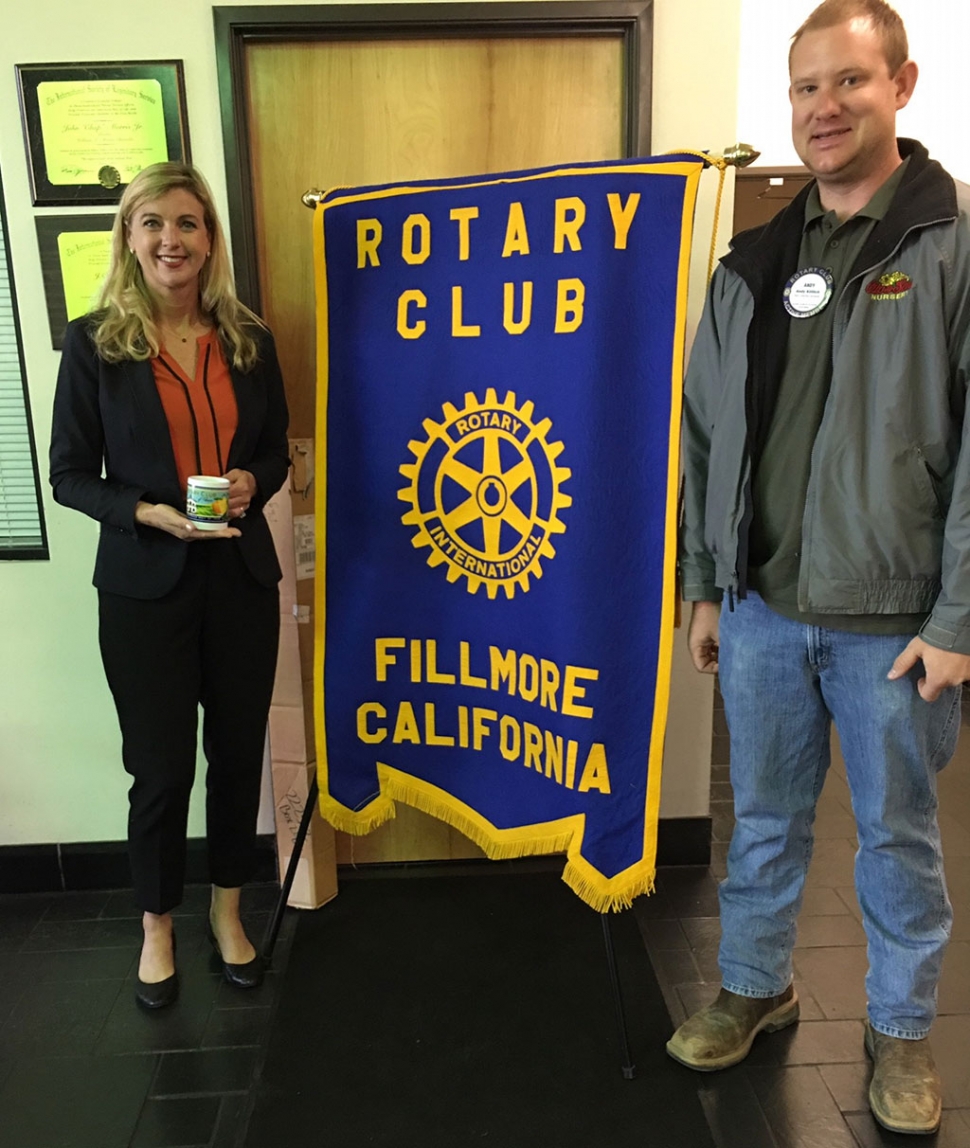 Pictured right Rotary President Andy Klittich presented a mug to Supervisor Kelly Long who gave an overview of what’s going on in the county. She informed them that the population, in the county is 857,386 and encompasses about 1,000 square miles. She also discussed finances, areas of service, new projects such as the Fillmore Fire Station, updates happening at the harbor, in healthcare, homeless shelters, libraries and the Juvenile Justice System, to name a few. Supervisor Long is definitely knowledgeable about our county and positive about our City. Courtesy Martha Richardson.