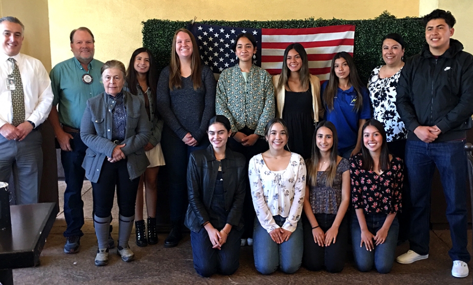 The Rotary Club Scholarship Committee, Garo Kuredjian, Scott Beylik, Barbara Filkins, Christine Scheiferle (next to Davian Gonzalez) with FHS 2022 recipients. Photo credit Rotarian Martha Richardson.