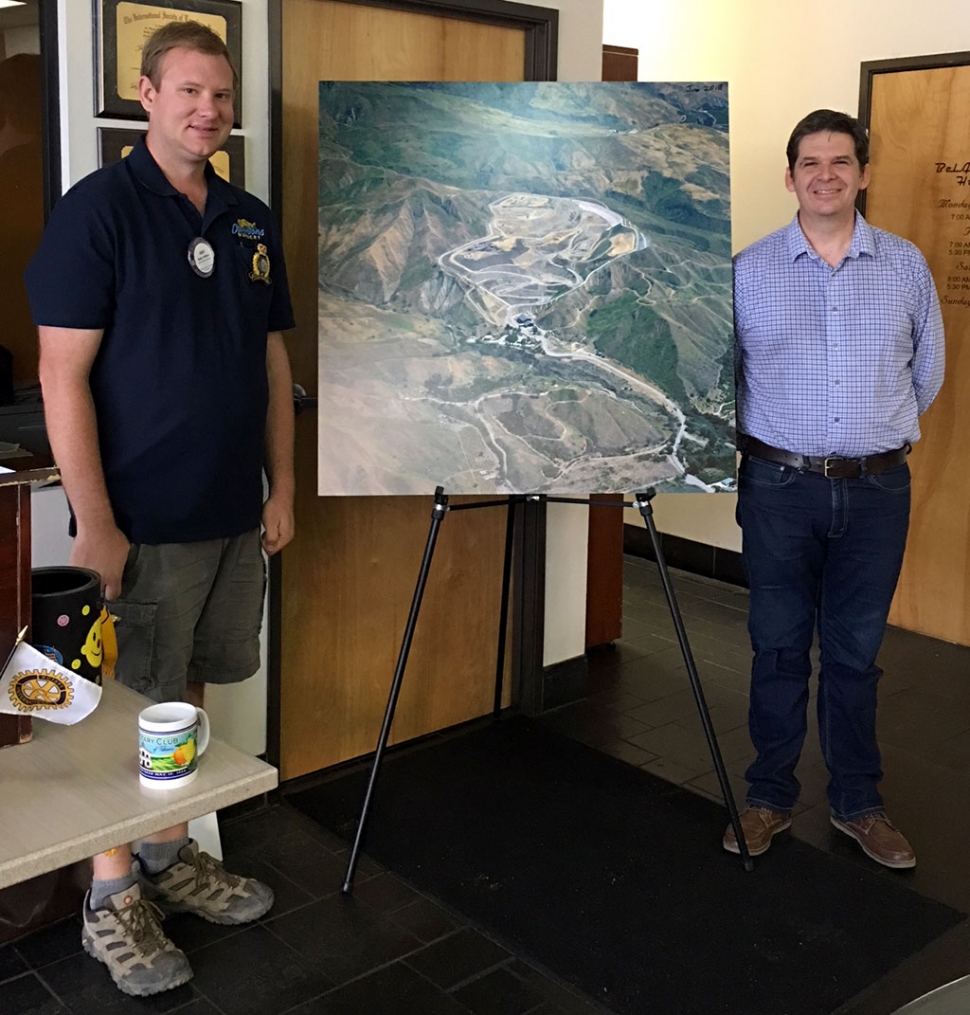 Fillmore Rotary President Andy Klittich (left) with Matt Baumgardner from Toland Landfill, who reviewed a map of the site that opened back in the 90’s, and shared about the overall operation of the landfill. After the Thomas Fire debris from homes etc. they hauled there around the clock. The landfill returned to normal operation in June. Tours are available anytime. Photo courtesy Martha Richardson.