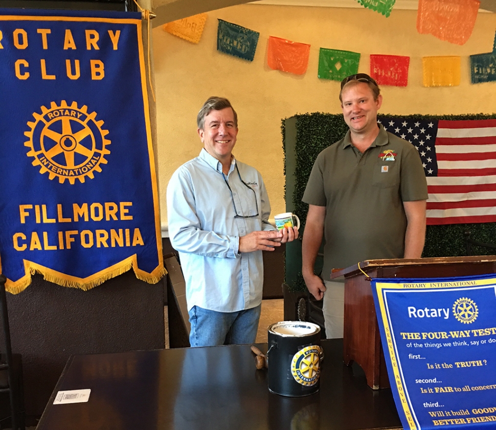 (l-r) Fillmore Rotary’s newest Rotarian, Sean McCulley, and Club President Andy Klittich.