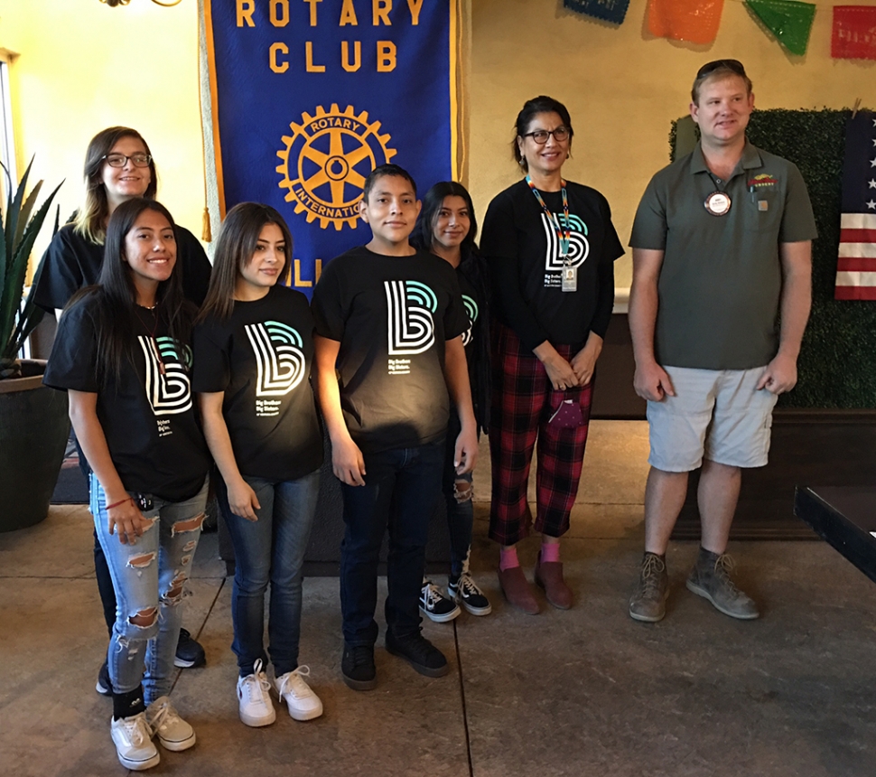Pictured at last week’s Fillmore Rotary meeting are phone members of the Big Brothers, Big Sisters Ventura County program with Site Manager Amelia Aparicio next to President Andy Klittich. Rotary speaker Aparicio has been involved for 16 years. There are now 52 members and five came to the meeting to discuss mentoring students each week at different schools, being a friend to those in need, and other community service. They also have fun events like the Bike/Hike. Courtesy Rotarian Martha Richardson.