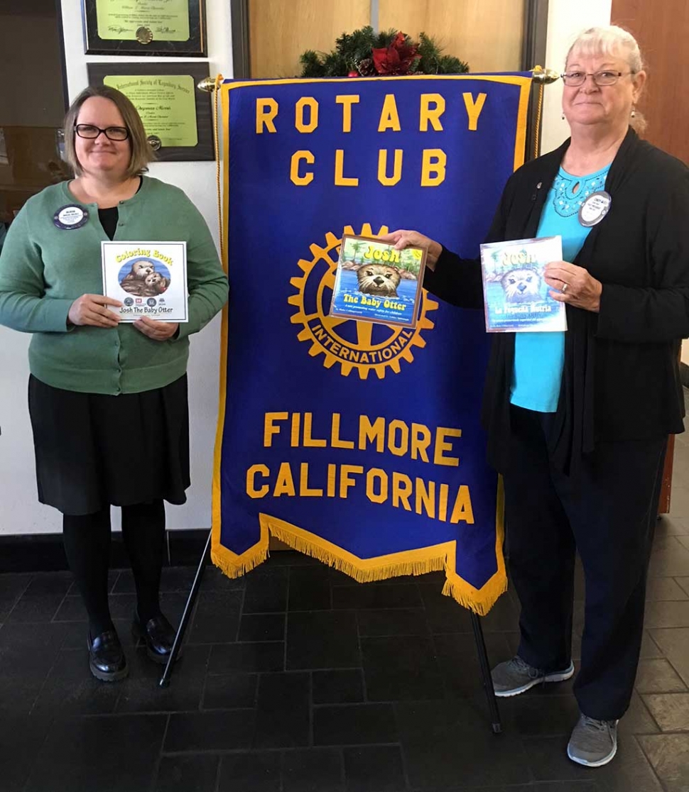 Alicia Hicks and Cindy Blatt presented a new Rotary Literacy project called “Josh The Otter.” It is a water safety program which will be presented to Preschoolers and Kindergarteners. Photo Courtesy Martha Richardson.