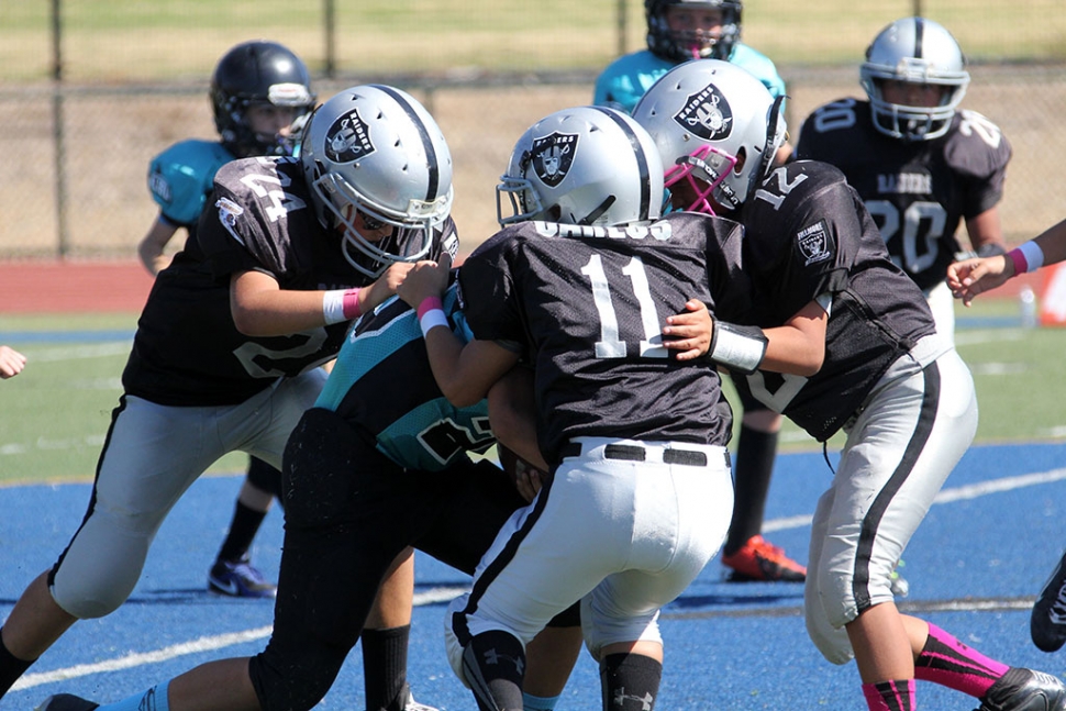 Raiders Junior's  #11, #12, and #24 Stop Malibu from getting the first down