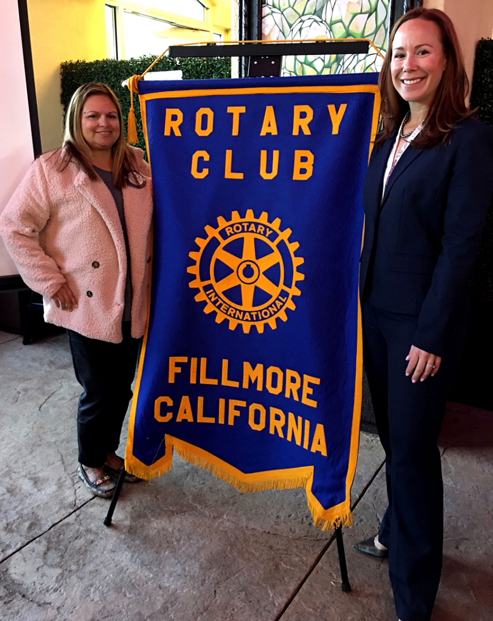 Pictured above is Rotary Club President Ari Larson with Catherine Voelker, who is running for Superior Court Judge, and was a Rotary speaker. She is from a Fillmore farming family, the daughter of Joe and Donna Voelker. When she was in 7th grade Catherine’s class visited the Ventura Court and she was enthralled, and that became her goal in life. After high school and college she attended law school to pursue her career. This is her 16th year as a Senior Deputy Attorney. Catherine has dedicated her entire professional career to serving the people of Ventura County and would be honored to continue to serve as a Superior Court Judge. Courtesy Martha Richardso.