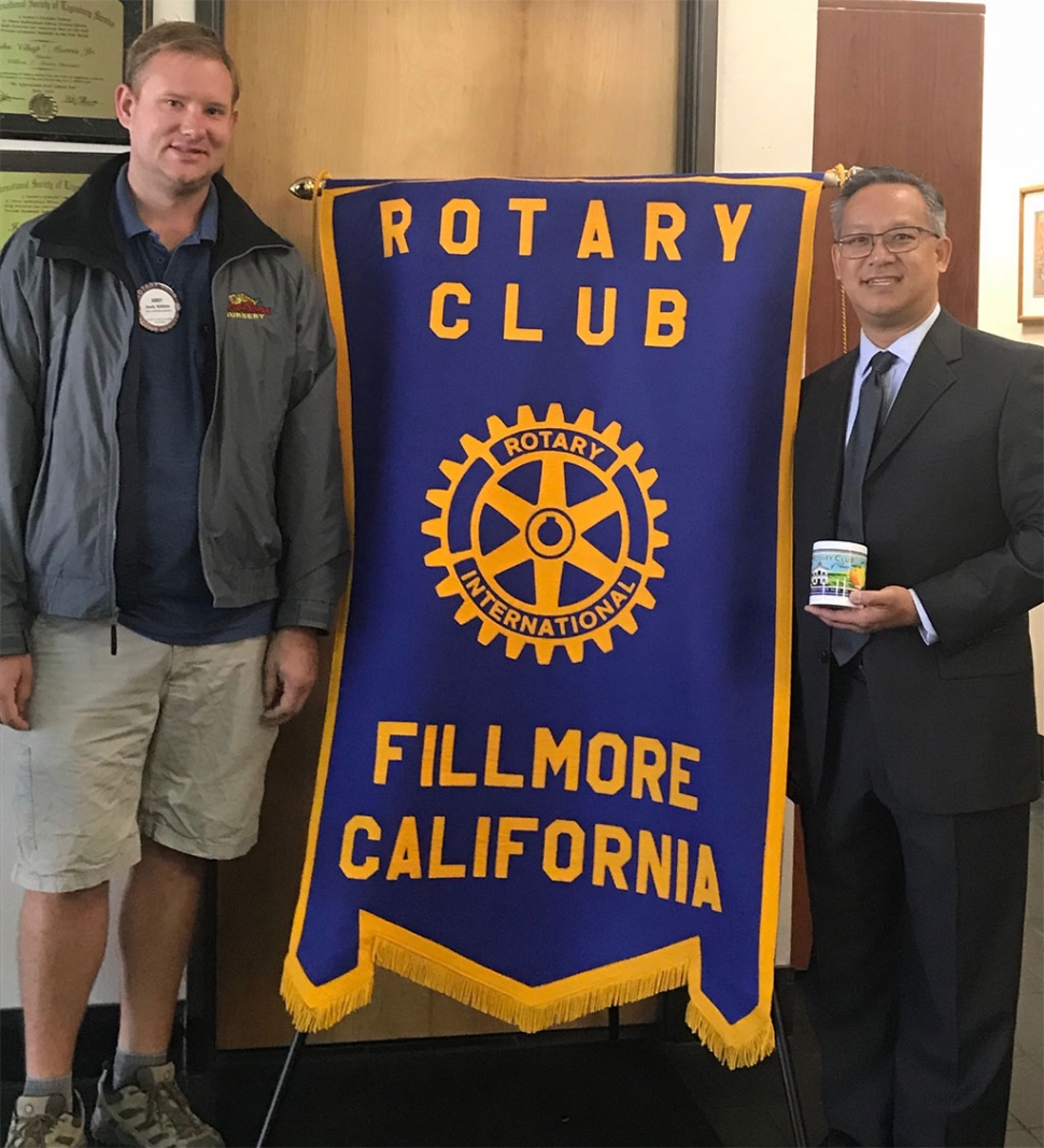 (l-r) Rotary President Andy Klittich with Deputy DA Brandon Ross, who presented a very informative and interesting program on Project LEAD, Legal Enrichment and Decision Making. Photo courtesy Andy Klittich.