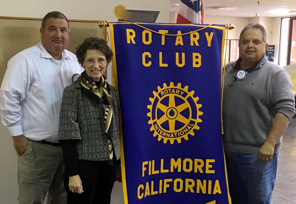Dave Wareham, President Elect, Marybeth Jacobsen CEO for the Workforce Education coalition and speaker at Rotary, Ernie Villegas program chair.