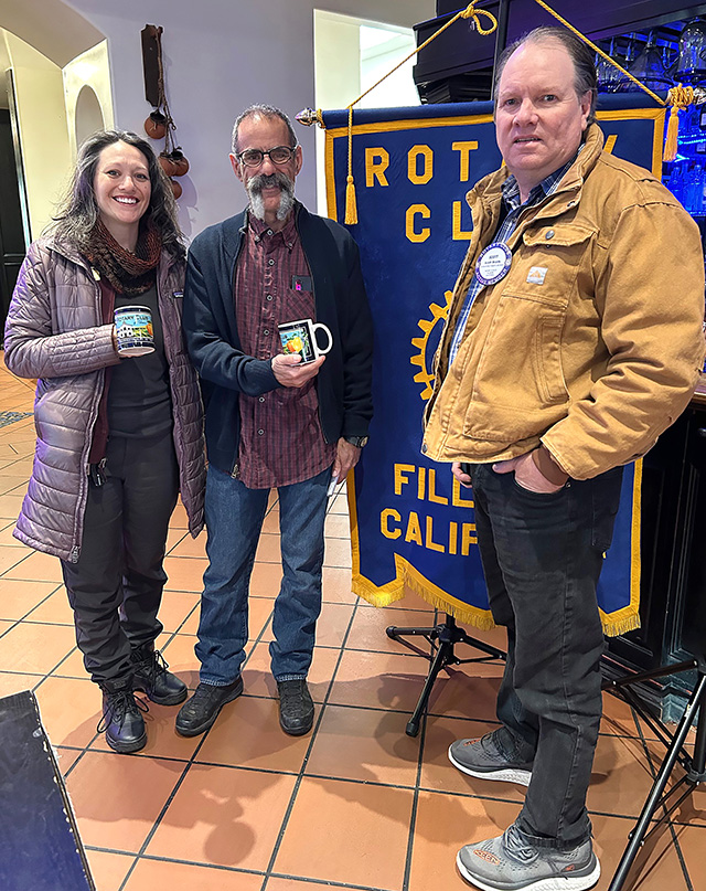 Pictured above are Fillmore Rotary’s guest speakers from last week’s meeting, Brandy Lengning and Mike Lazarus, along with Rotary President Scott Beylik presenting them with a Rotary mug. Photo credit Martha Richardson.