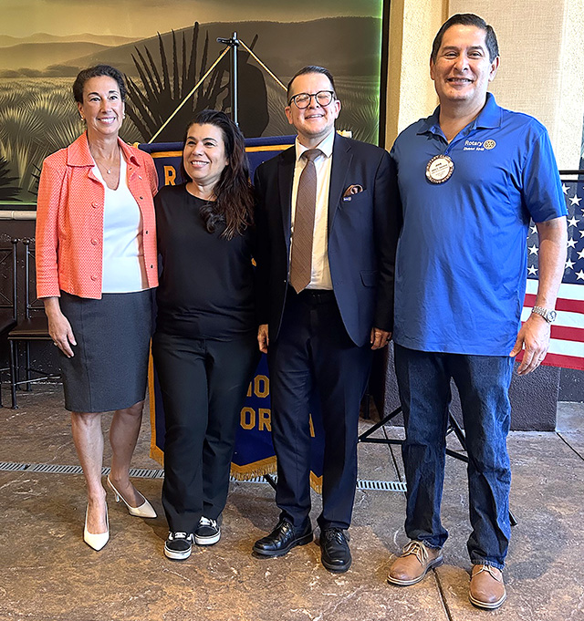 Pictured above are District Governor Margarida Eidson, new members Cinda Francis and Luca Lewis, and Fillmore Rotary President John Garnica.